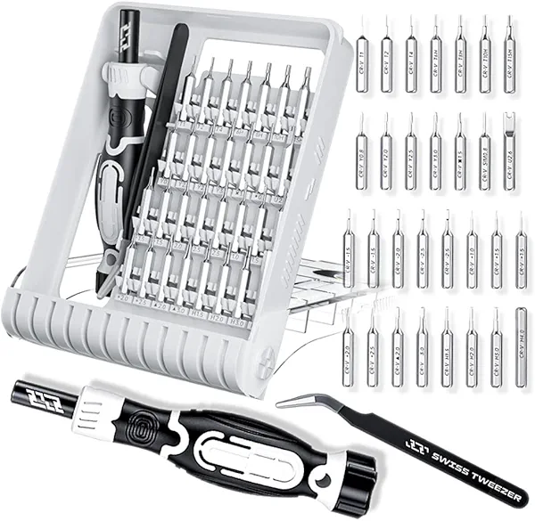 Precision Screwdriver Set Professional Repair Tools Kit for Phone Laptop PC Camera Game Console Glasses Screwdriver Kit with tweezer (White)