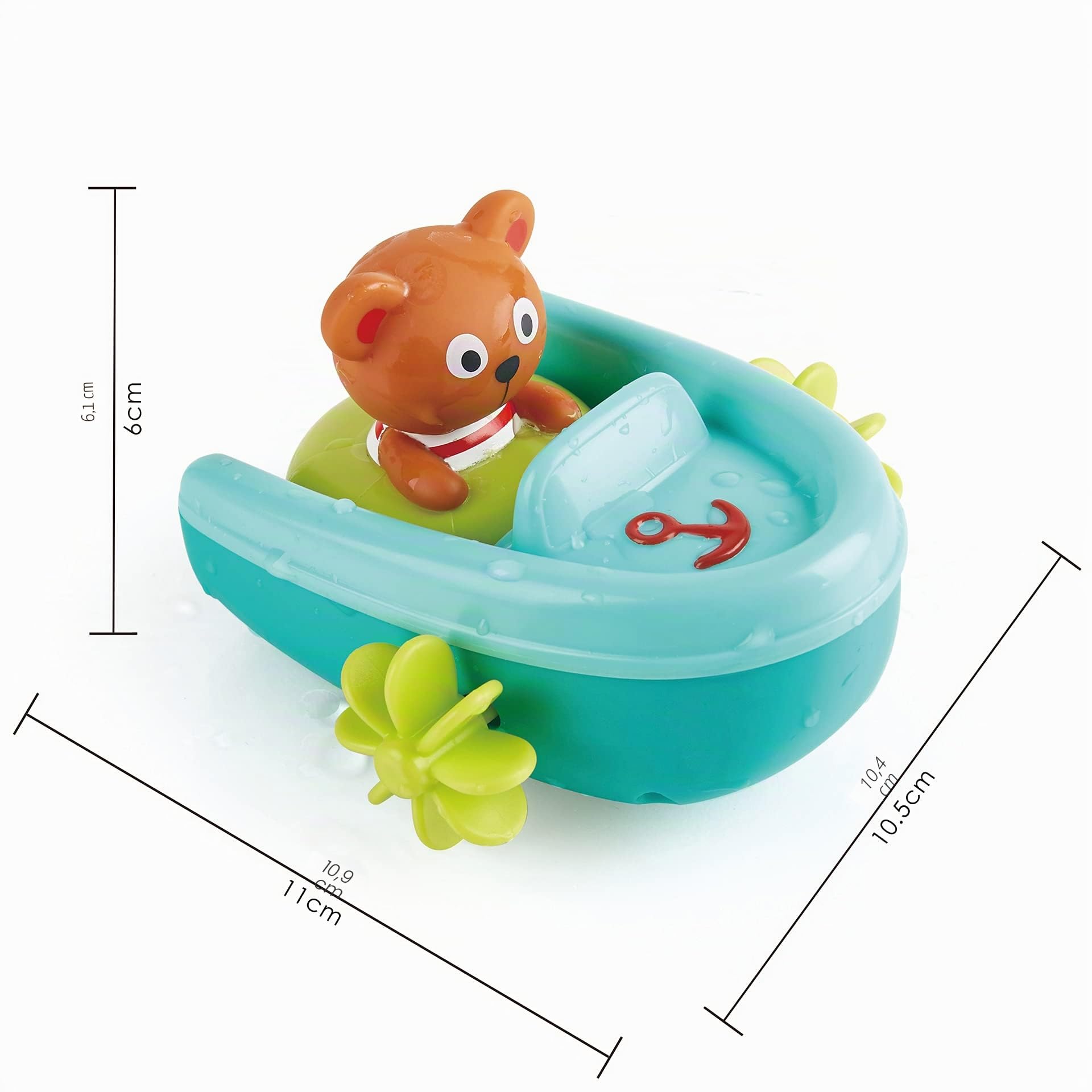 Hape- Barca a molla per bagnetto, Multicolore, E0217