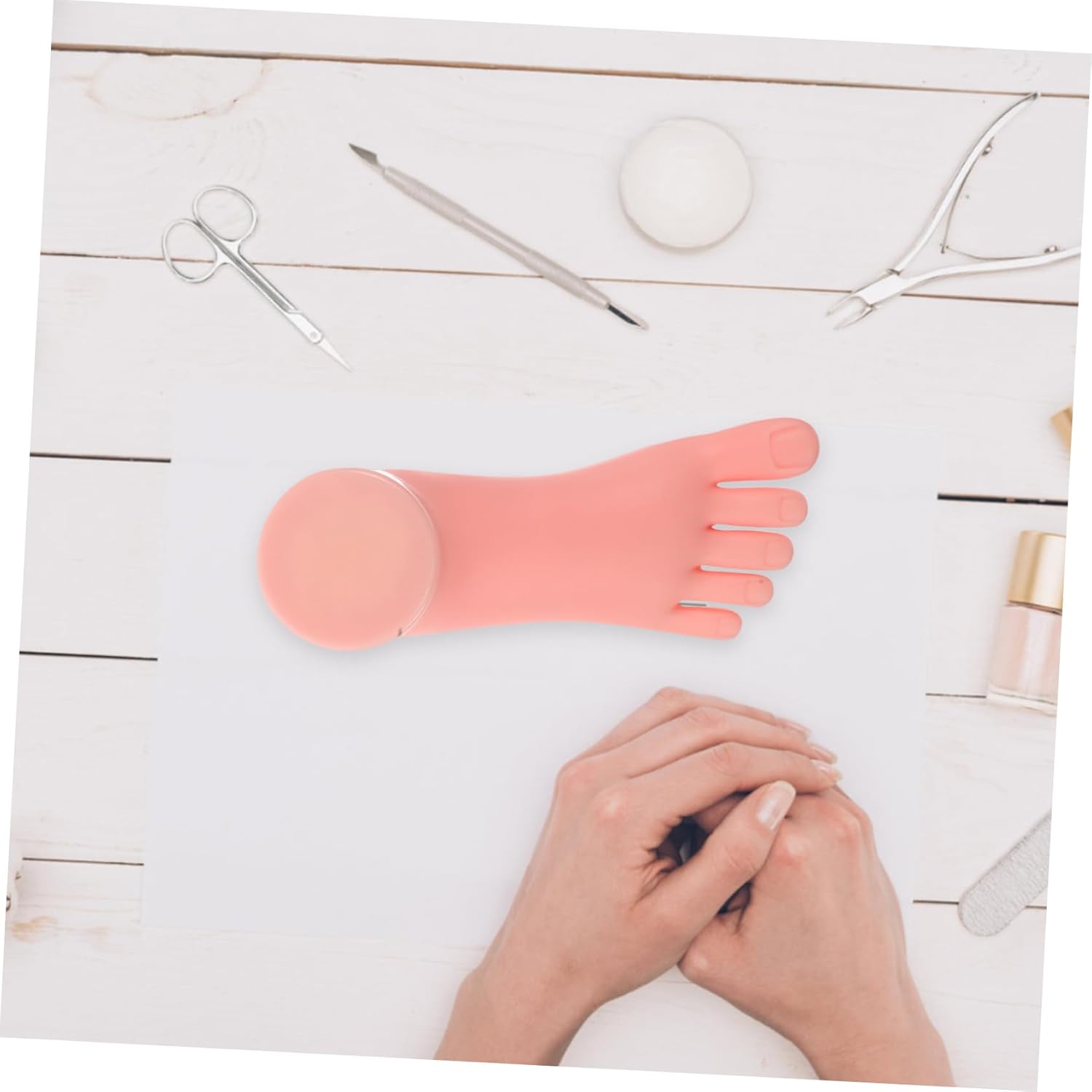 2pcs Silicone Fake Foot Manicure Training Nail Art Practice Foot Model Nail Prop Mold for Home Salon Use