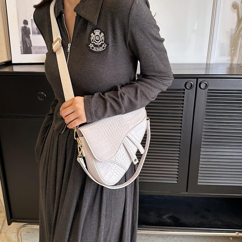 Image of PURFANREE Women Trendy Saddle Shoulder Bag Clutch Purse Underarm Handbag Satchel HandBag Crossbody Bag