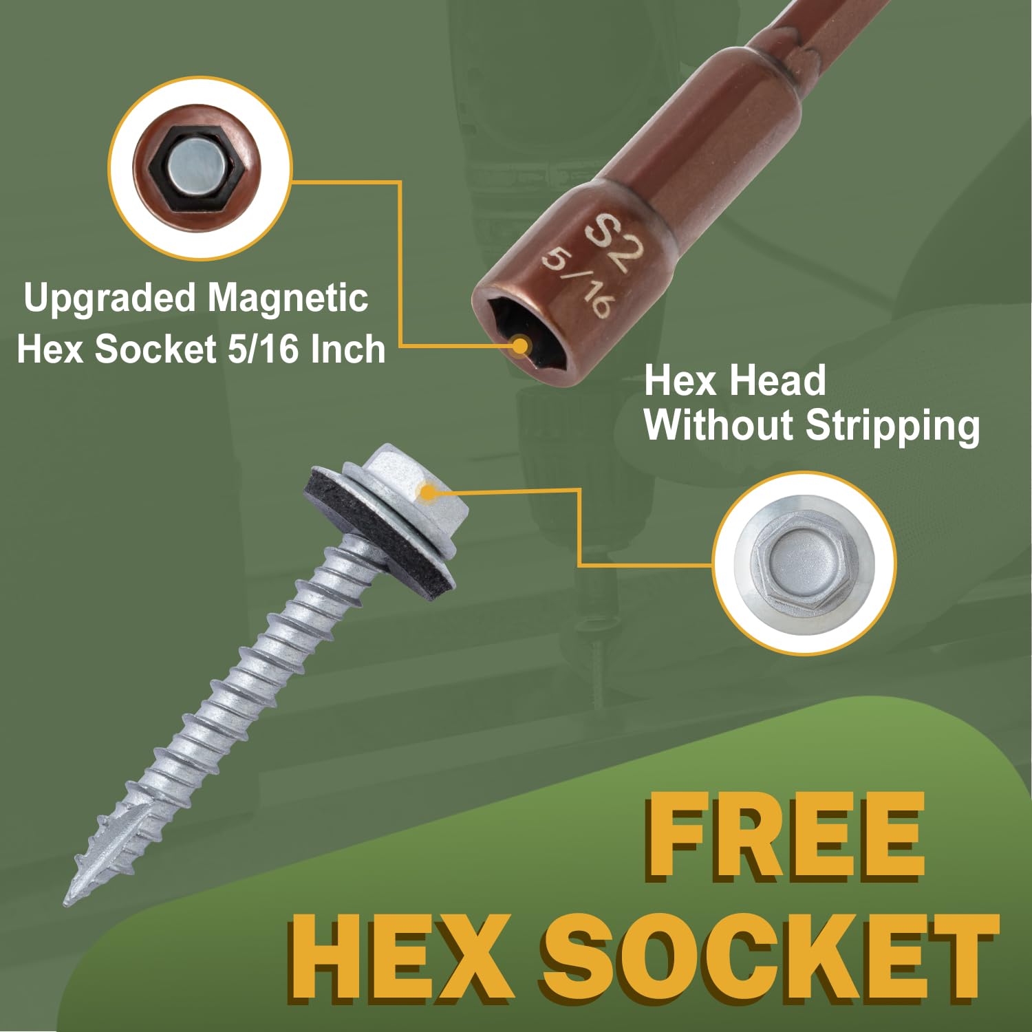LIONMAX Metal Roofing Screws - Rustproof & Durable -5