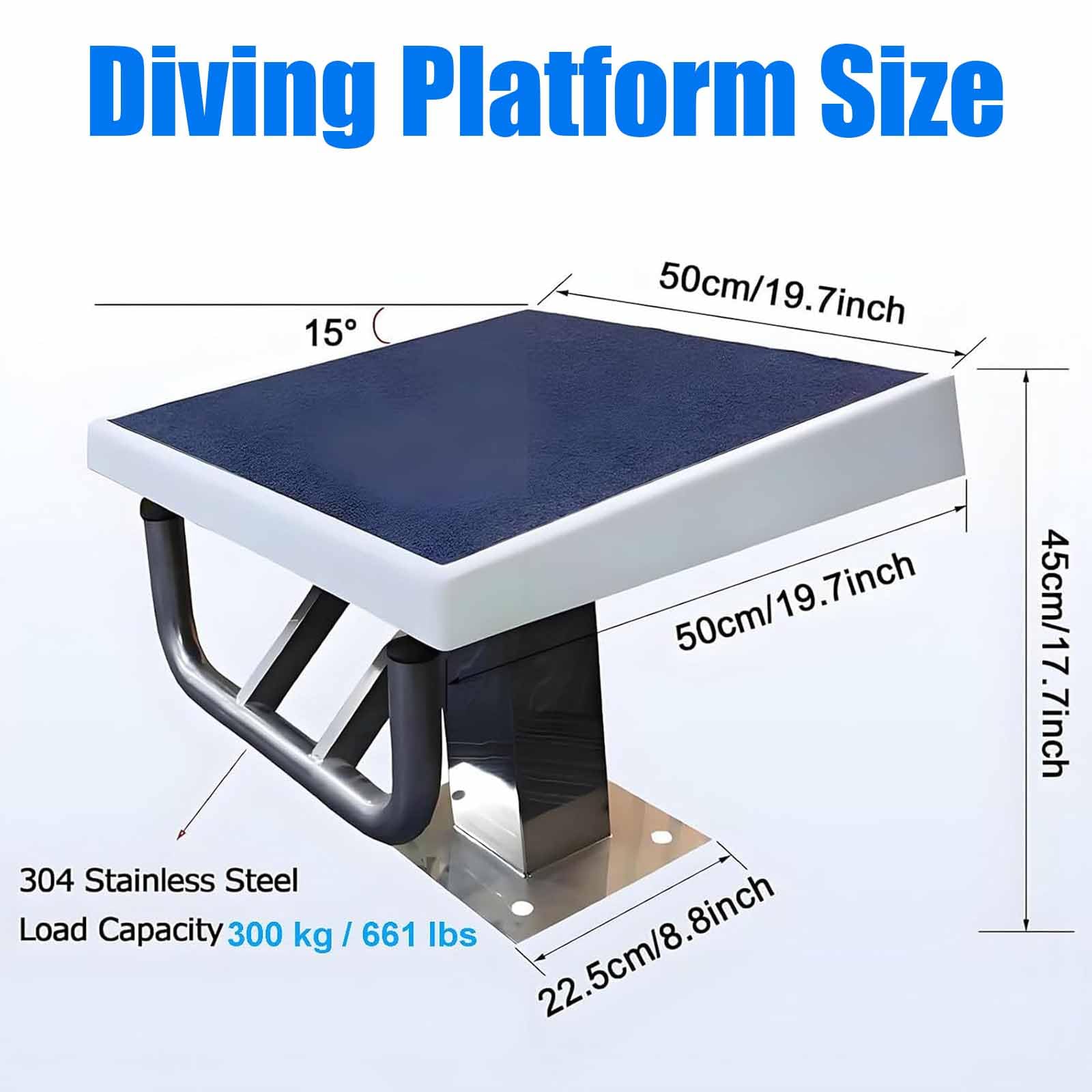 Piattaforma Per Tuffi In Piscina, Trampolino Professionale Inclinato 15° | Capacità Carico 300 Kg, Base In Acciaio Inossidabile E Superficie Antiscivolo, Per Allenamento E Competizioni