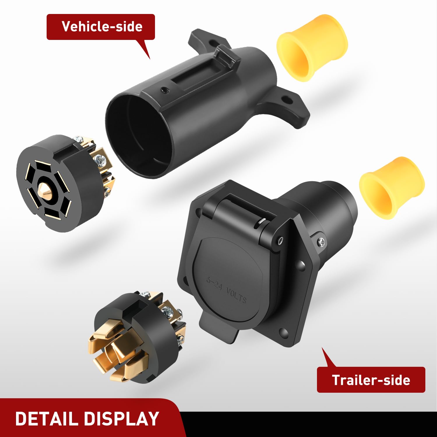 RED WOLF 7 Way Round Wiring Harness Connector Adapter - View #5