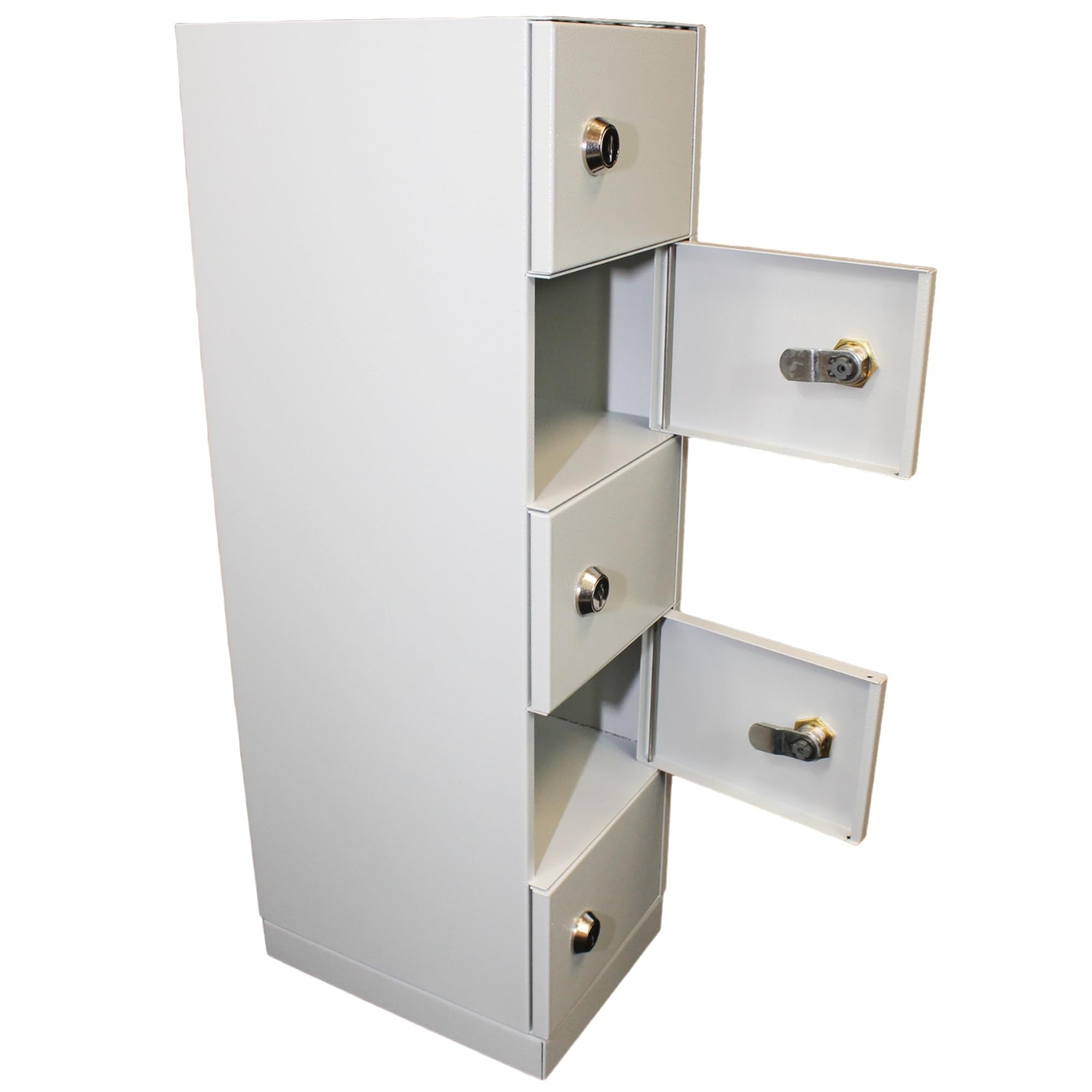 LEOMAR Armadietto Portatelefoni per Aziende e Scuole, Armadio di Sicurezza in Acciaio per Smartphone, 5 Scomparti con Chiavi, Cassetta da Parete 53 × 15 × 20 cm, Colore Grigio