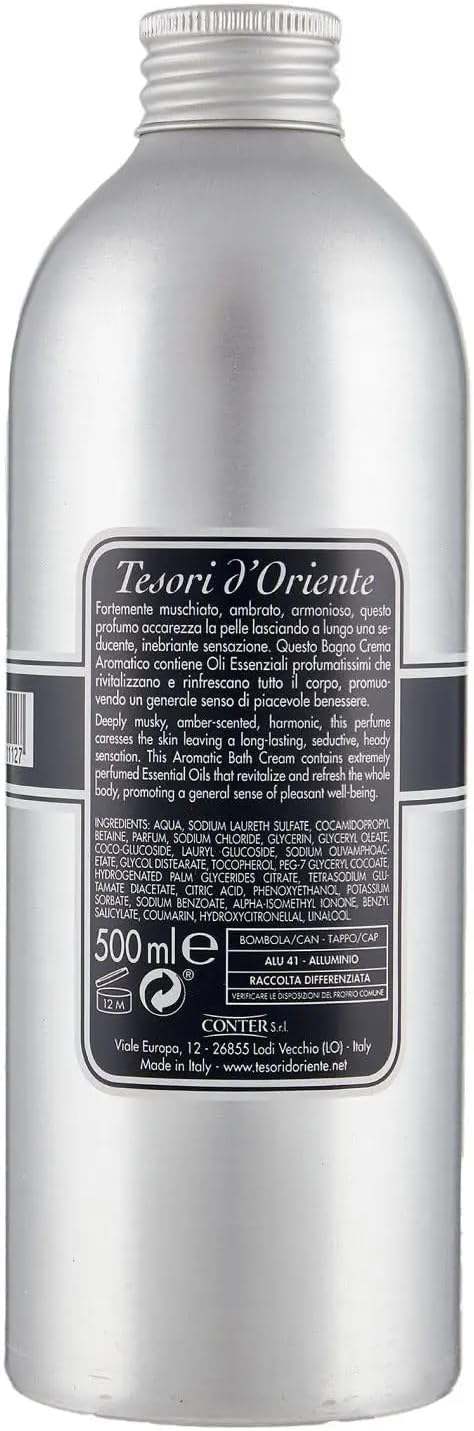 6x Tesori d'Oriente Bagno Crema Muschio Bianco,Schaumbäder mit Weißer Moschus,Reinigen die Haut und spenden Nährstoffe und Feuchtigkeit,500ml,+ italy shop free keyring