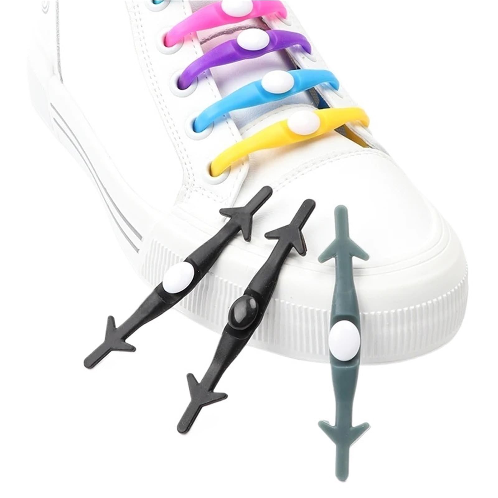 12Pcs Bunte Silikon Schnürsenkel Ohne Krawatten Bequem for Kinder Erwachsene Elastische Spitze Für Sneaker