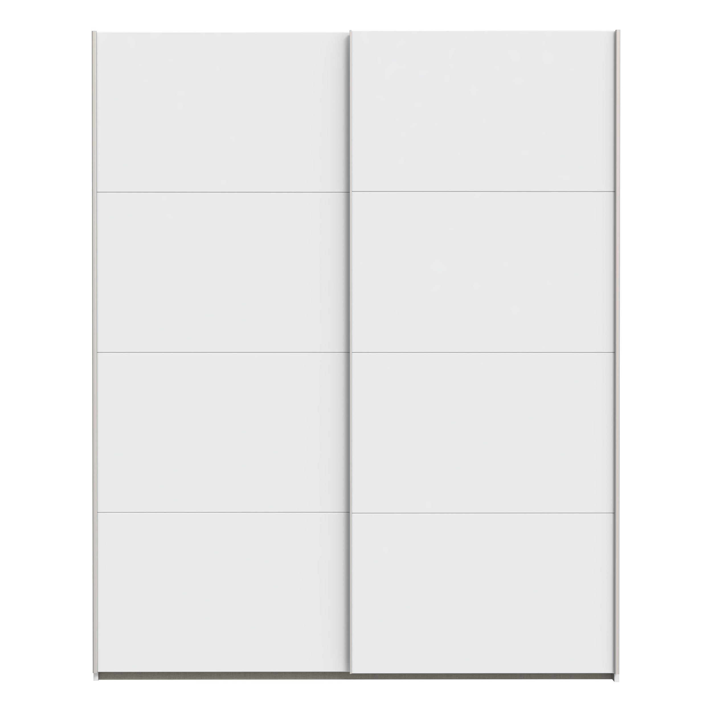 Forte Schach & MATT 2 weißer Kleiderschrank 170 180, moderner Schwebetürenschrank, 2-türig, Holzwerkstoff, Weiß Matt, 170,3 cm breit x 210,5 cm hoch x 61,2 cm tief