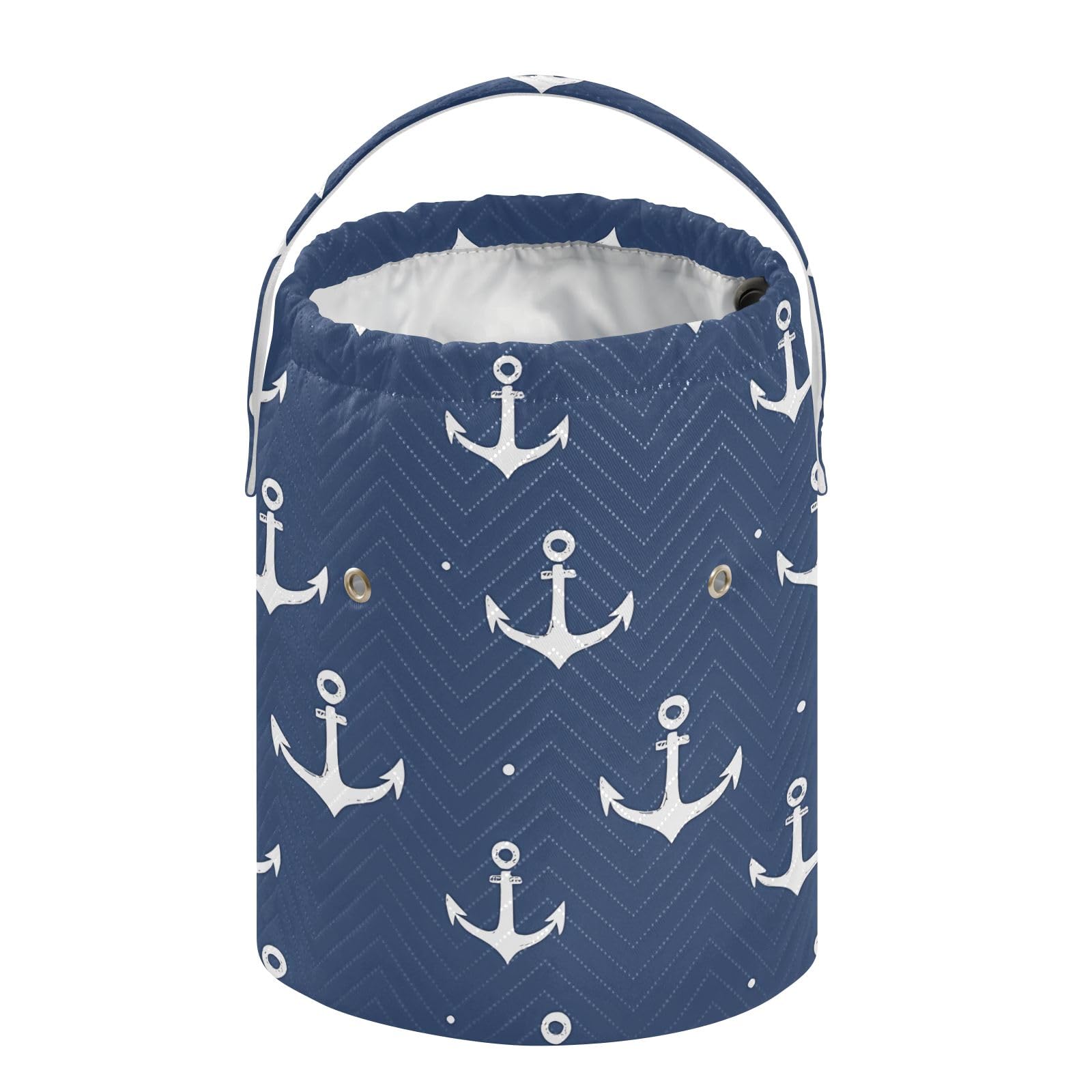 Yarn Storage Bag Small Crochet Bag Knitting Bag Organizer Nautical Navy Yarn Bags for Crocheting Basket