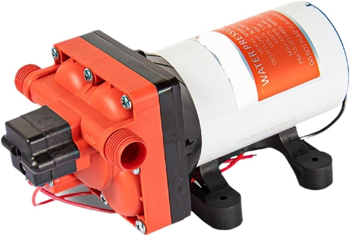 SF-42 Long 12V 24V RV Water Pump 18.9L/min Diaphragm Pump 55PSI Stop Pressure DC Self Priming Pump with 1L Pressure Tank(24v)