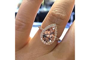 925 Sterling Silver Morganite Jewelry for Women: Classic Champagne Heart-Shaped Cubic Zirconia Rings