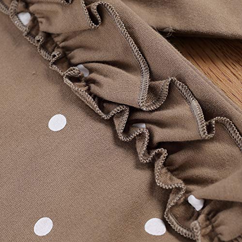 Rsrzrcj Infant Baby Girl Fall Winter Outfit Long Sleeve Ruffle Dots Sweatshirt And Pants Sweatsuit Tracksuit 2Pcs Clothes Set (Coffee, 12-18 Months) #TOP4