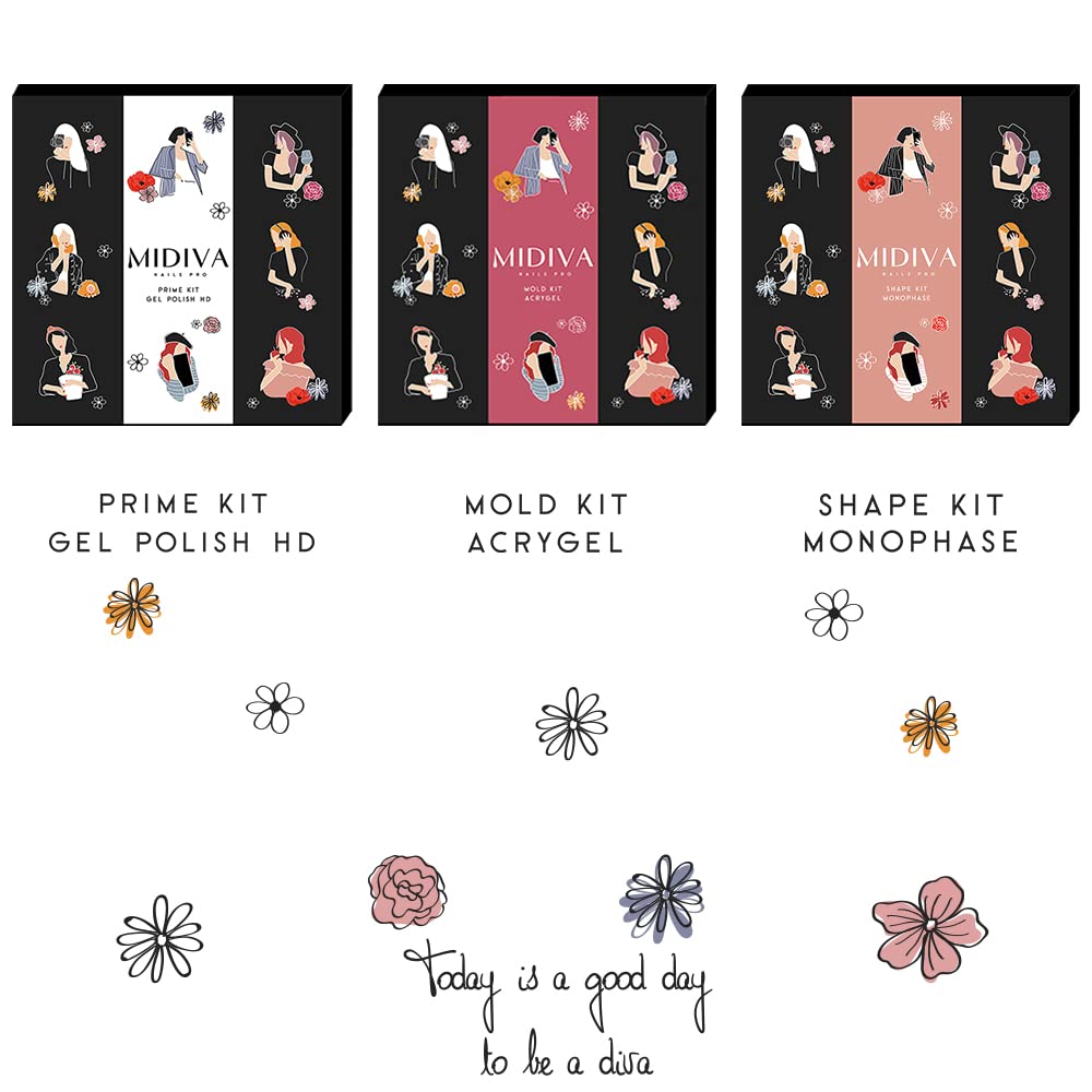 MIDIVA® Nails Pro kit Acrygel Unghie Completo "Mold" + Lampada led 48watt - Contiene 6 Prodotti Made in Italy: Progrip, Acrygel Solution, Shinegloss, Olio Cuticole e 2 Acrygel Pink/Clear + Accessori