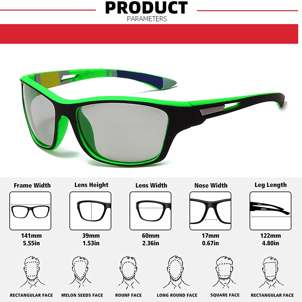 Occhiali da sole fotocromatici polarizzati da pesca per uomo e donna, protezione UV, ciclismo, guida, sport