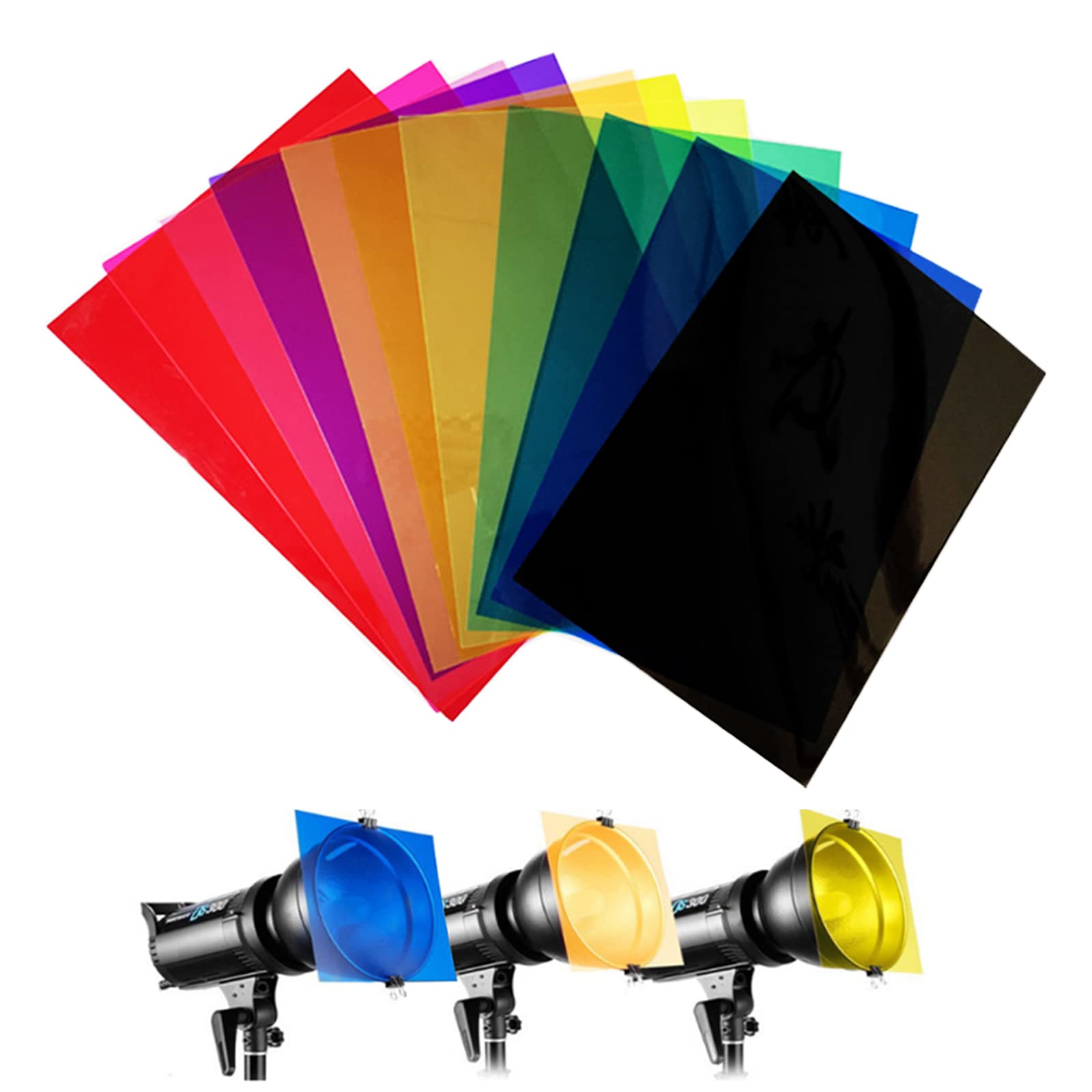EKSMA Farbgel für Lichtfilter (11 Farben, A4 und 29,7 x 21 cm), perfekt für Bühnenfotografie und professionelle Fotoshootings