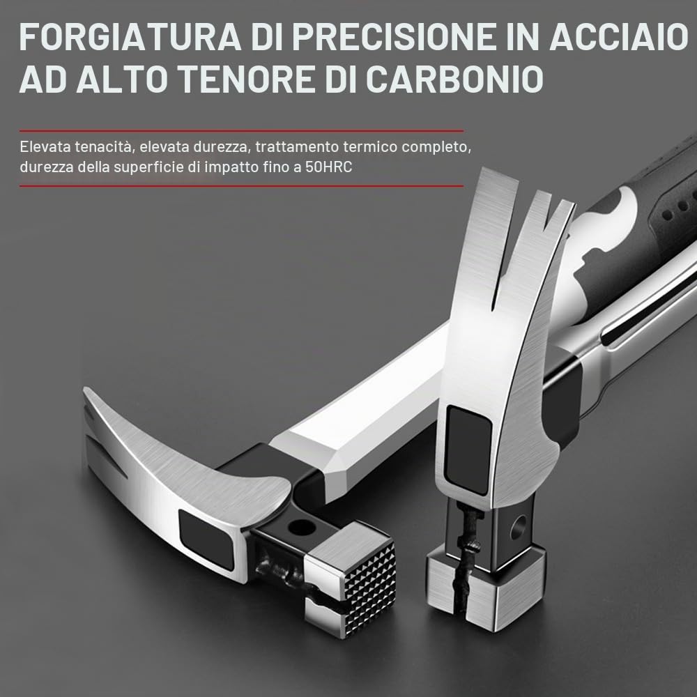 Martello da Carpentiere 368g 40cm Acciaio al Carbonio Heavy Duty Artiglio