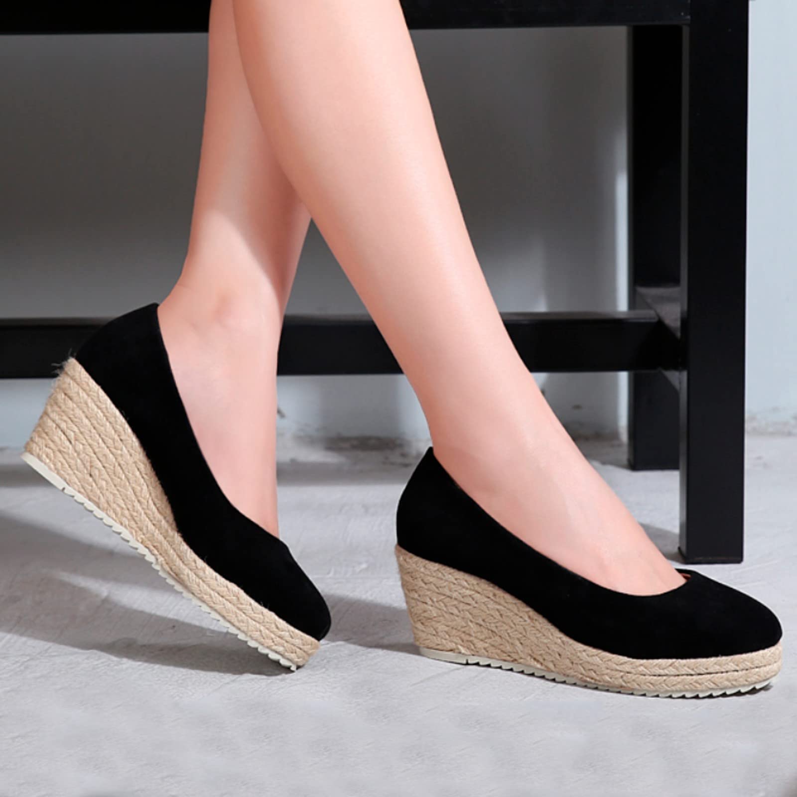 Generico Sandales CompenséEs Confortables LéGèRes AntidéRapantes Semelle Souple Respirantes Chaussures Femme éTé éLéGantes Mules Support Pieds Larges Ville Usage Quotidien