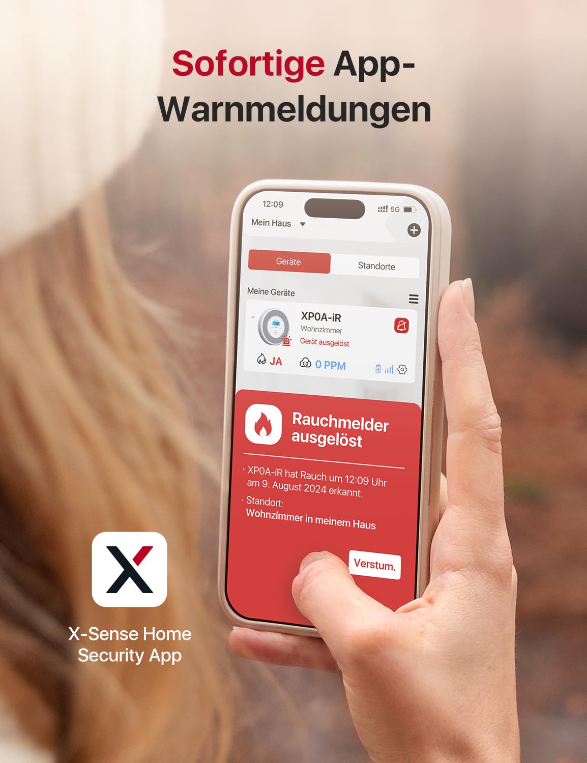 X-Sense XP0A-iR Rauch und CO Melder mit Sprachalarm und Standortansage, WLAN Kombinierter Rauch- und Kohlenmonoxidmelder für 17 festlegbare Räume，kompatibel mit der X-Sense Home Security-App, 1 Stück