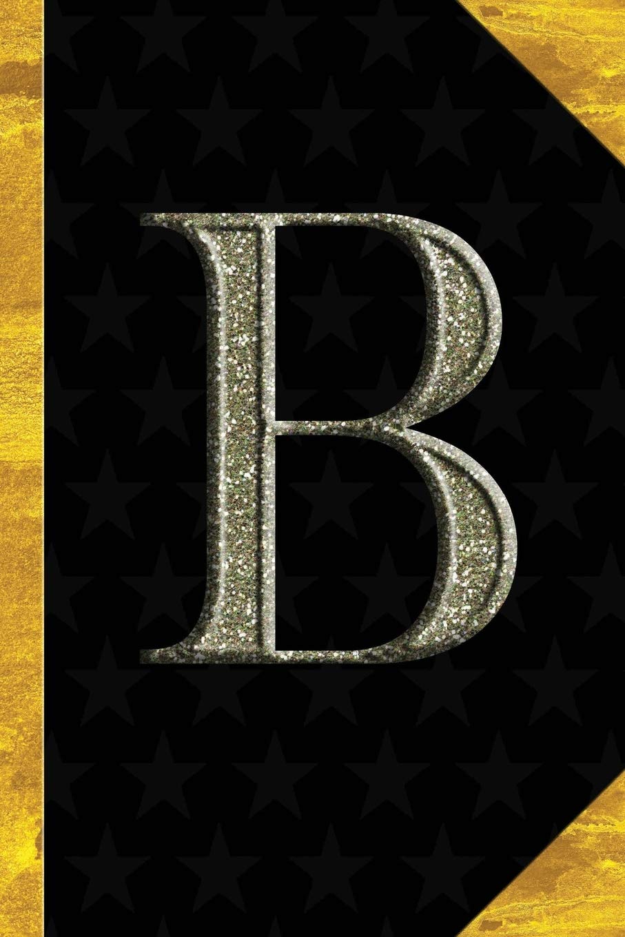 B: Black with Gold Classic Vintage theme | Personalized College Lined Notebook Journal | Diary & Note Taking |Initial Monogram Glitters Letter Star ... Travel Size | Gift for Friends Coworkers