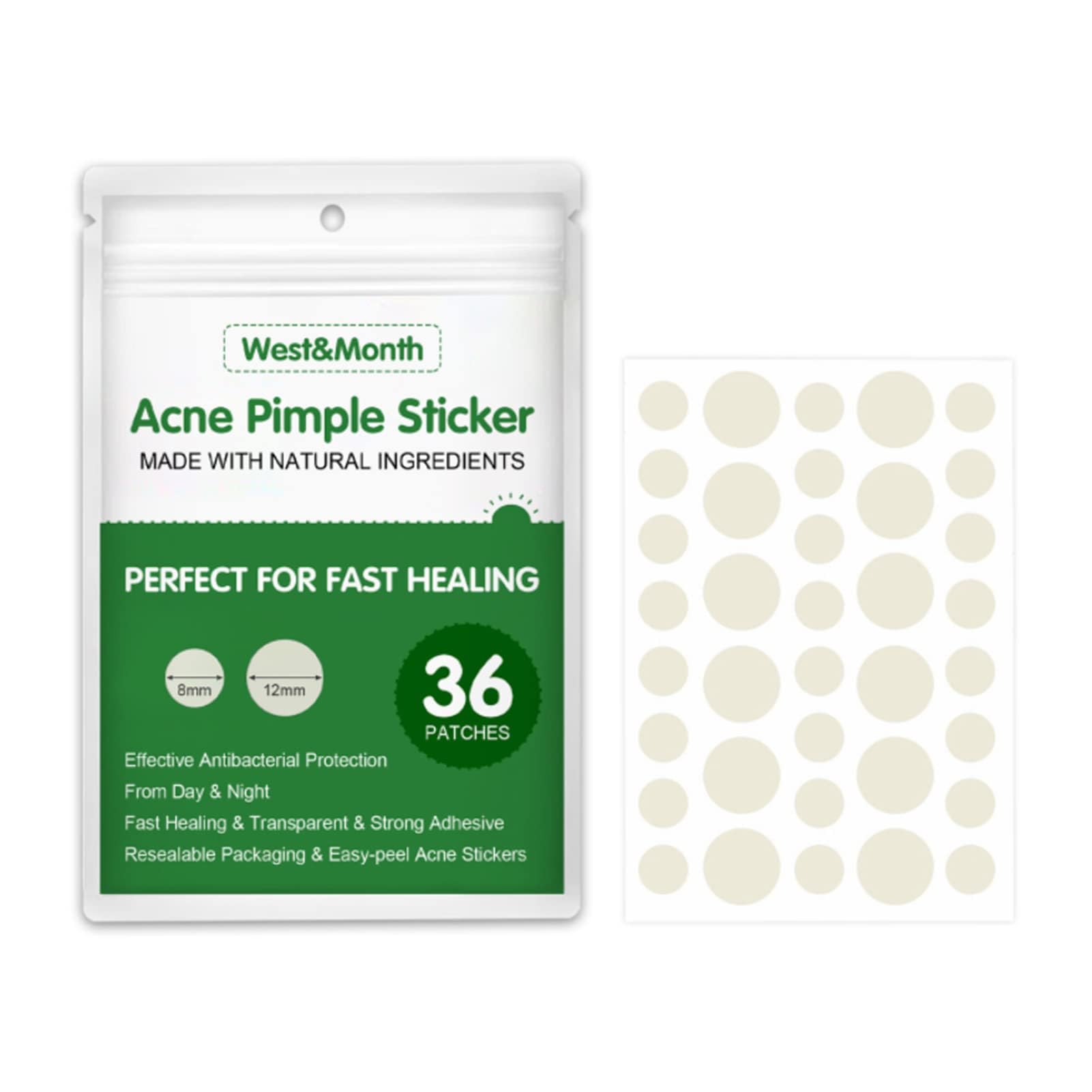NALACAL Acne Pimple Healing Patch - 36 Count Bacteria Free Quick Hydrocolloid Acne Absorbing Cover, Invisible, Blemish Spot, Skin Treatment, Facial Stickers, 2 Sizes, Blends in with skin