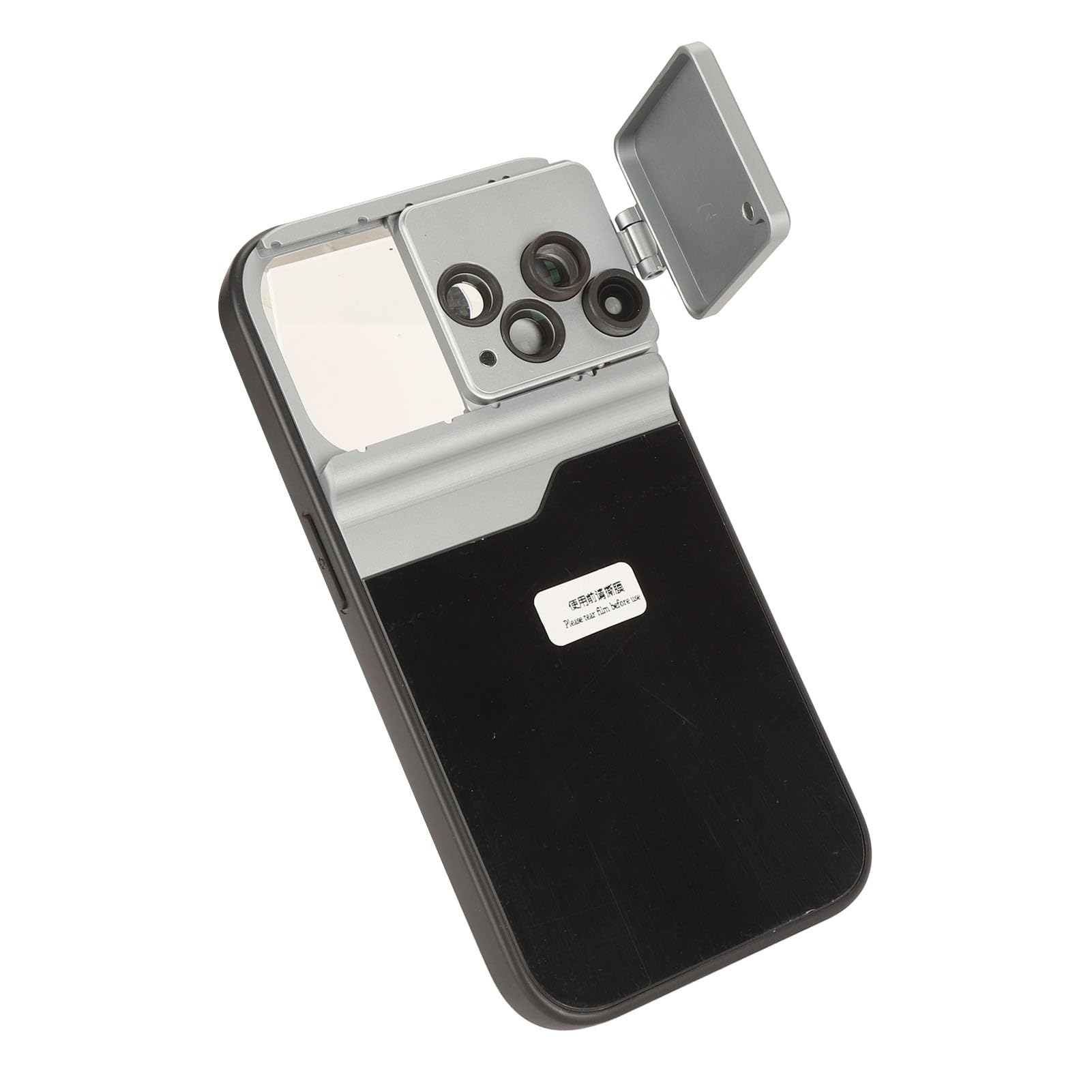 FUZHUI 4 in 1 Phone Case Camera Lens Kit for iOS 15 Pro, with 10X Macro, 50X Macro, Fisheye, 5X Telephoto Lenses, Full Protection Design, Easy Switch Between Lenses, Aluminum Alloy Mat