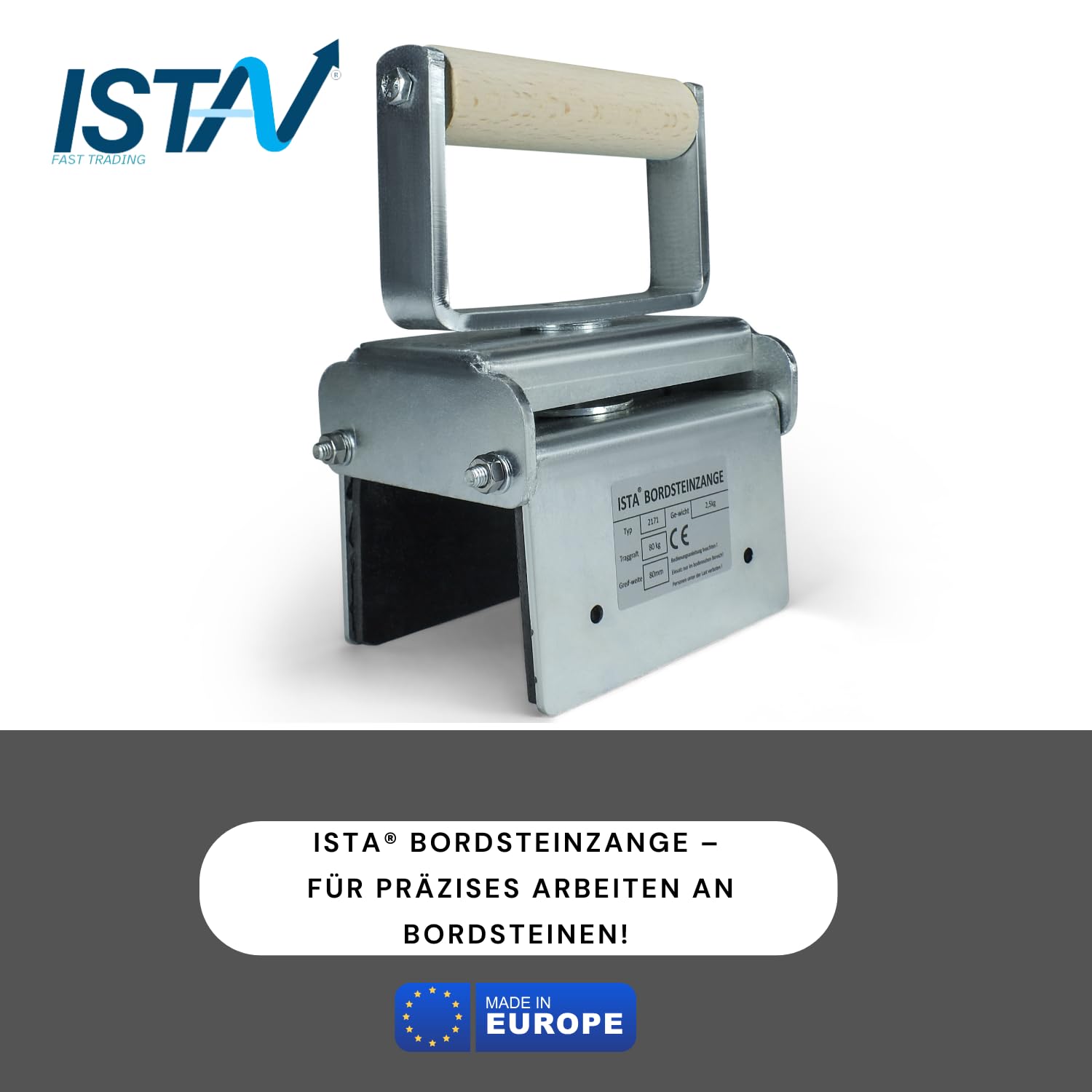 ISTA® Professioneller Steinheber und Bordsteinzange von – Ideal für Pflasterarbeiten und Verlegezange
