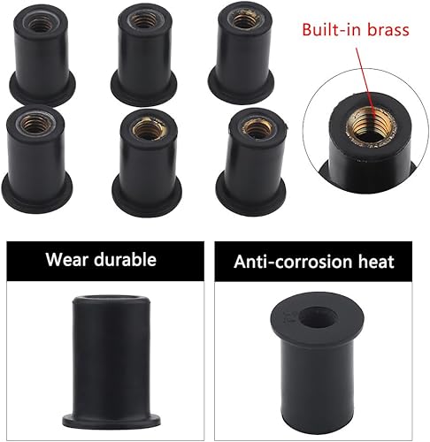 Miniatura 3 de Tuercas de pozo de goma, 6 piezas M6 tuercas de pozo de goma para parabrisas para motocicletas, kayak, canoa y barcos