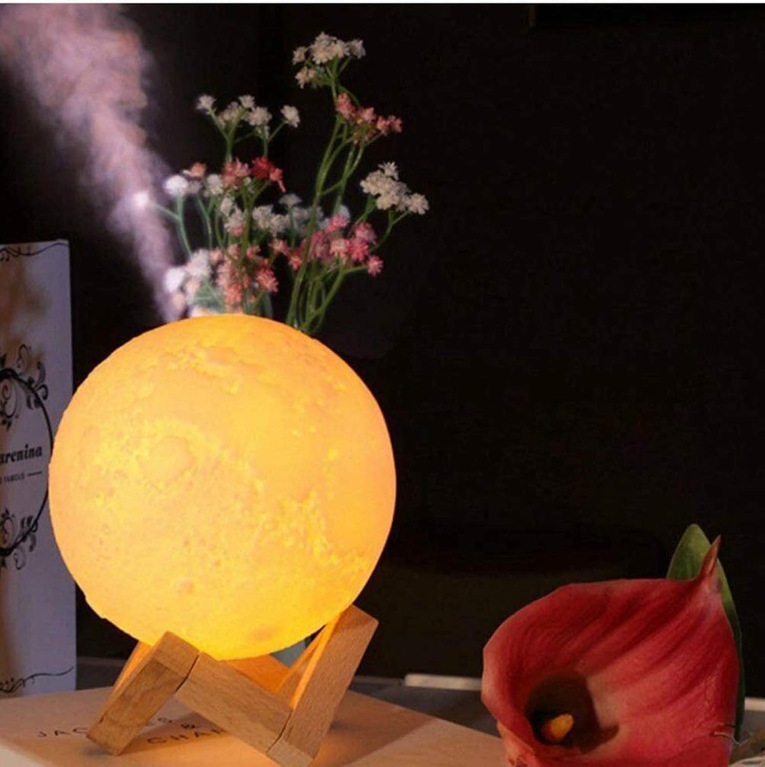 Difusor ultrasónico de aceites esenciales con lámpara nocturna LED, humidificador de aire USB, fabricante de niebla aromática, capacidad de 880 ml