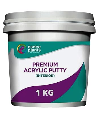 Esdee Paints Interior Putty Acrylic, Ready to use DIY Wall Putty for Application, Sanding and Levelling, Flexible Putty with Excellent Bonding (1 kg, White)