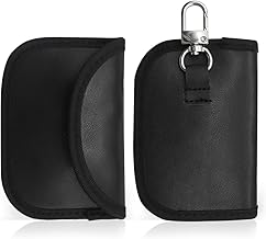 2 Pieces Key Fob Protector Case for Car Keys Anti Piracy RFID Signal Blocking Bag for Car Keys, Cards, Money, Black, Black/White, Classic