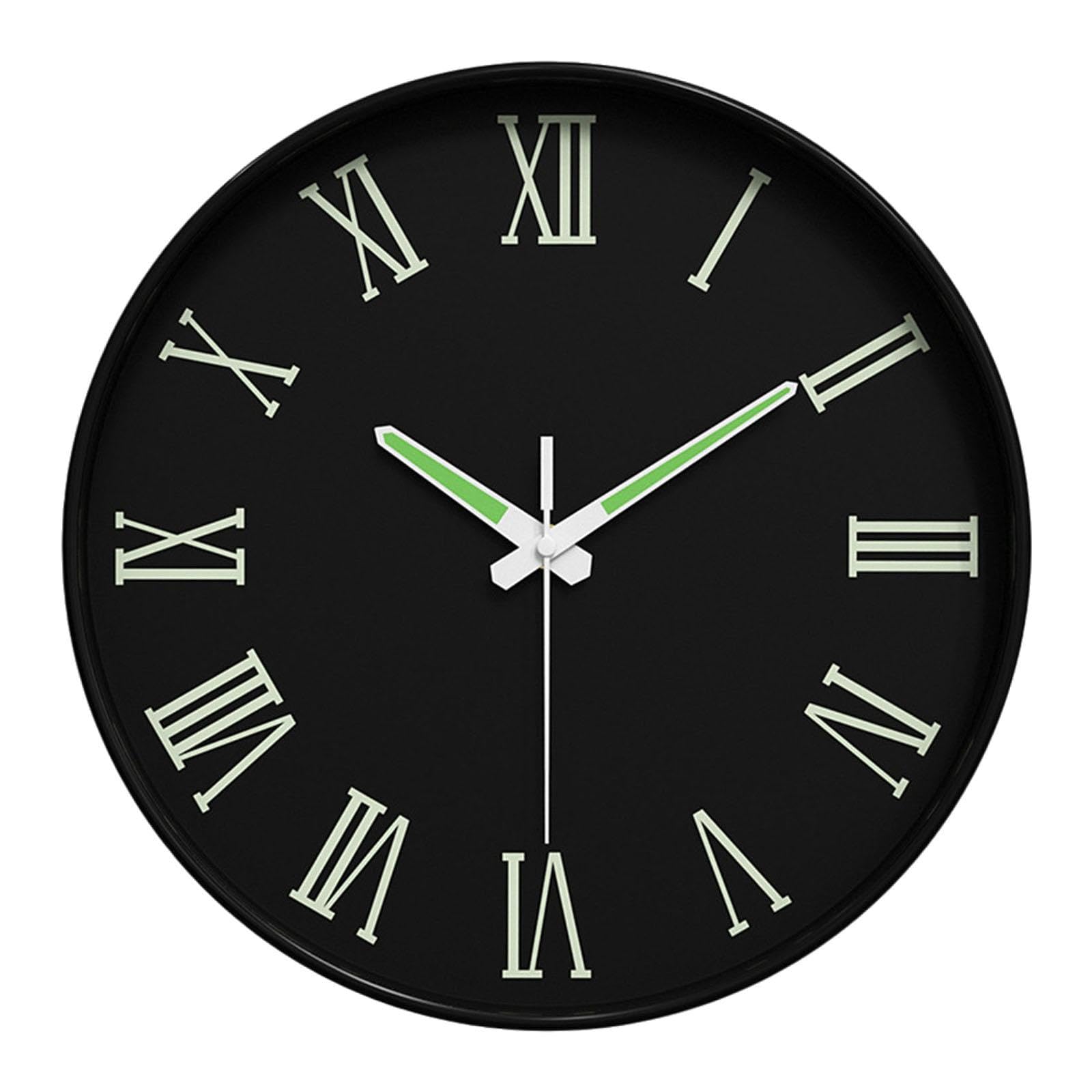 Pendule murale fluorescente avec affichage nocturne lisible en PP et verre style E KESOTO
