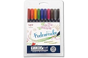 Tombow Fudenosuke Hard Tip Brush Pens, 10-pack