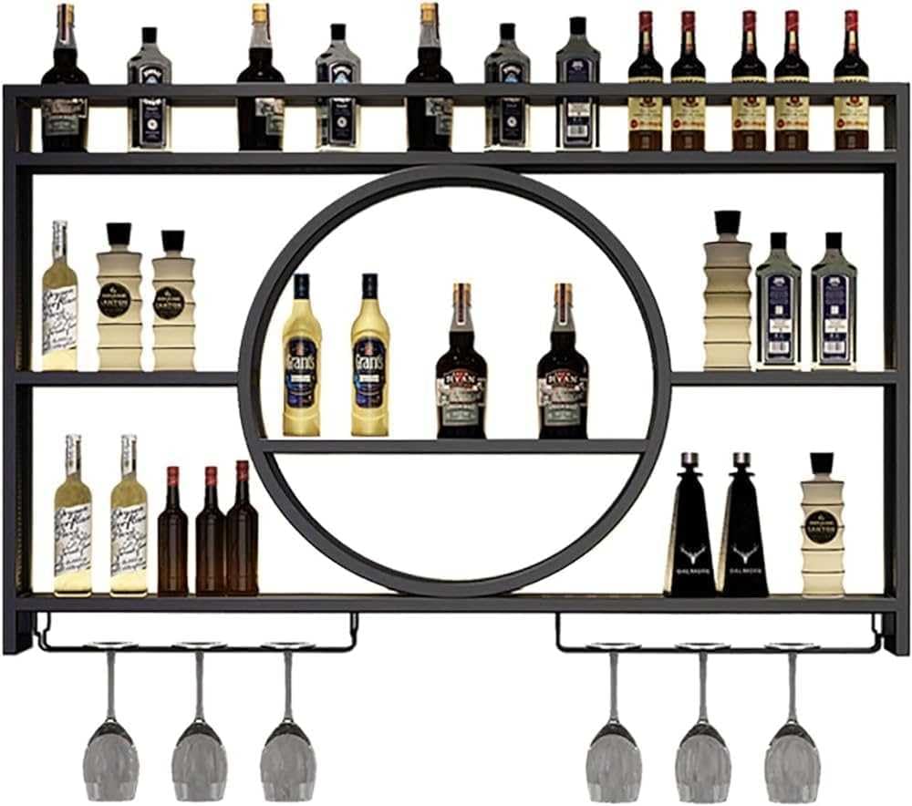 Casier à vin mural en métal pour aménager un coin bar élégant dans votre salon