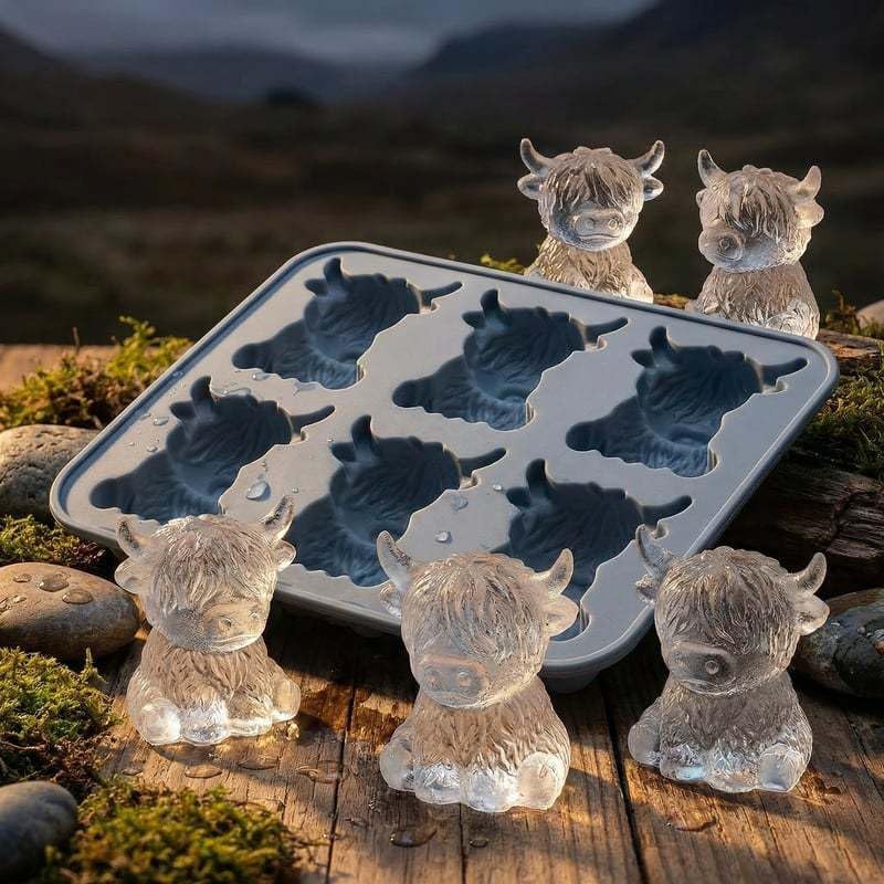 Mini bandeja de cubitos de hielo 3D en forma de vaca Highland miniatura 5