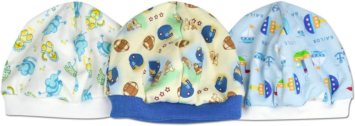 Perfectly Preemie 3 Pack Caps in Assorted Prints