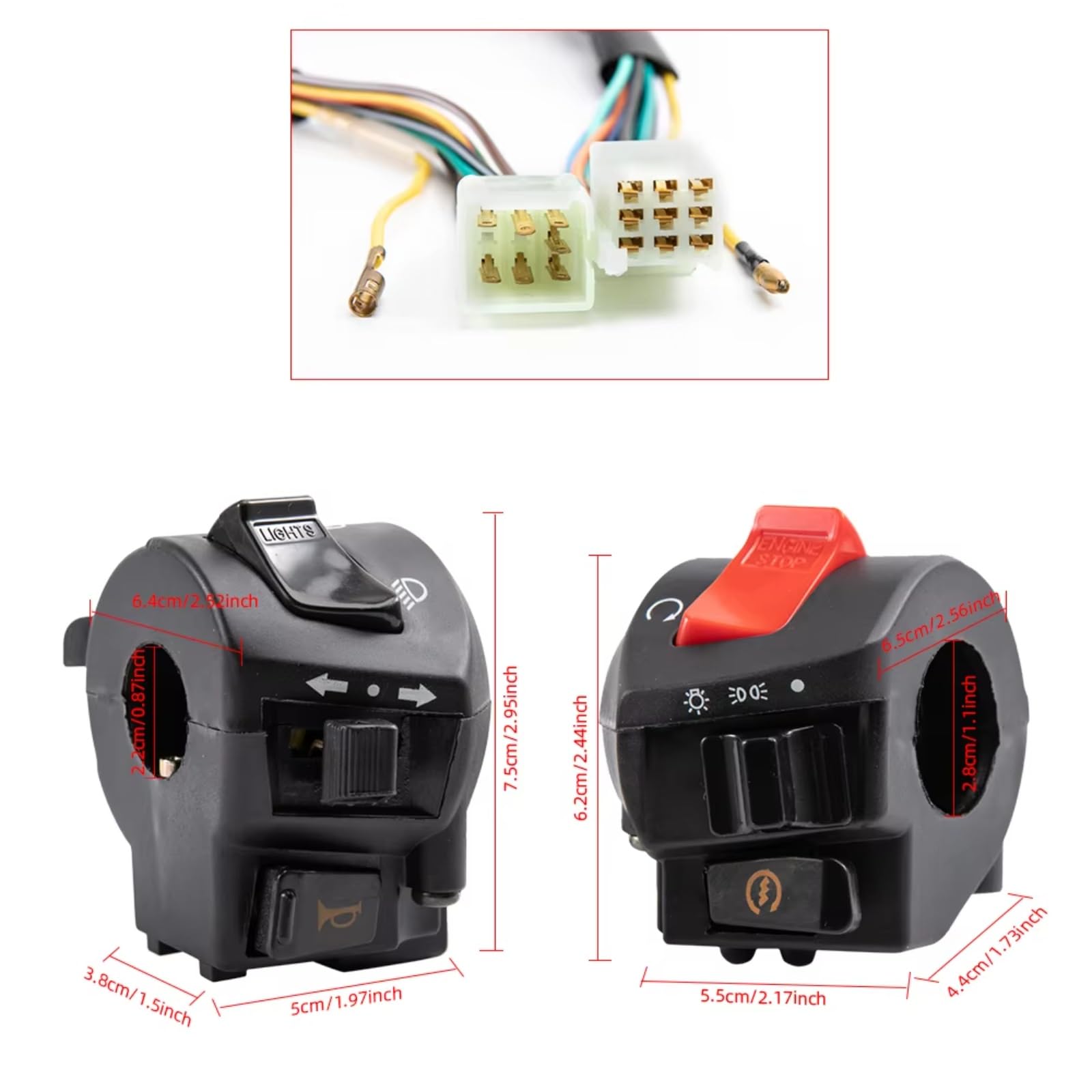 Interruttore Moto Controllo Manubrio Per 12V Universale Indicatore Di Direzione Faro Avviamento Elettrico Doppio Acceleratore Comando Luci Moto(1Pair)
