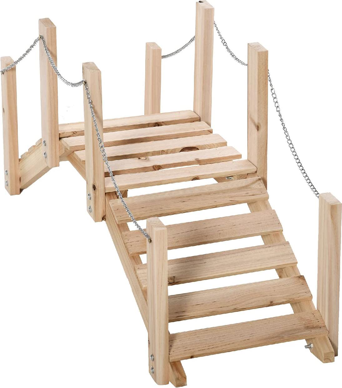 Ponticello da Giardino in Legno per Laghetto con Passerella ad Arco Impermeabile 100x32x48cm