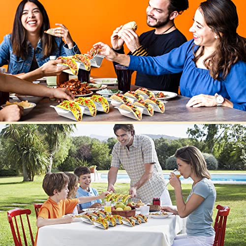 Taco Holder, Taco Stand, Taco Holders Set Of 4, Stainless Steel Taco Rack With Handles, Each Metal Taco Tray Plates Holds Up To 2 Or 3 Hard Or Soft Taco Shells, Oven Grill And Dishwasher Safe #TOP6