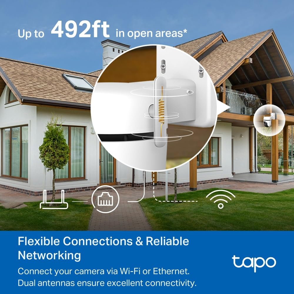 Tapo C52A 360° Überwachungskamera Außen, 2K 4MP, Starlight Farbe Nachtsicht, KI-Erkennung, Bewegungsverfolgung, WLAN oder Ethernet, microSD-Karte bis zu 512 GB