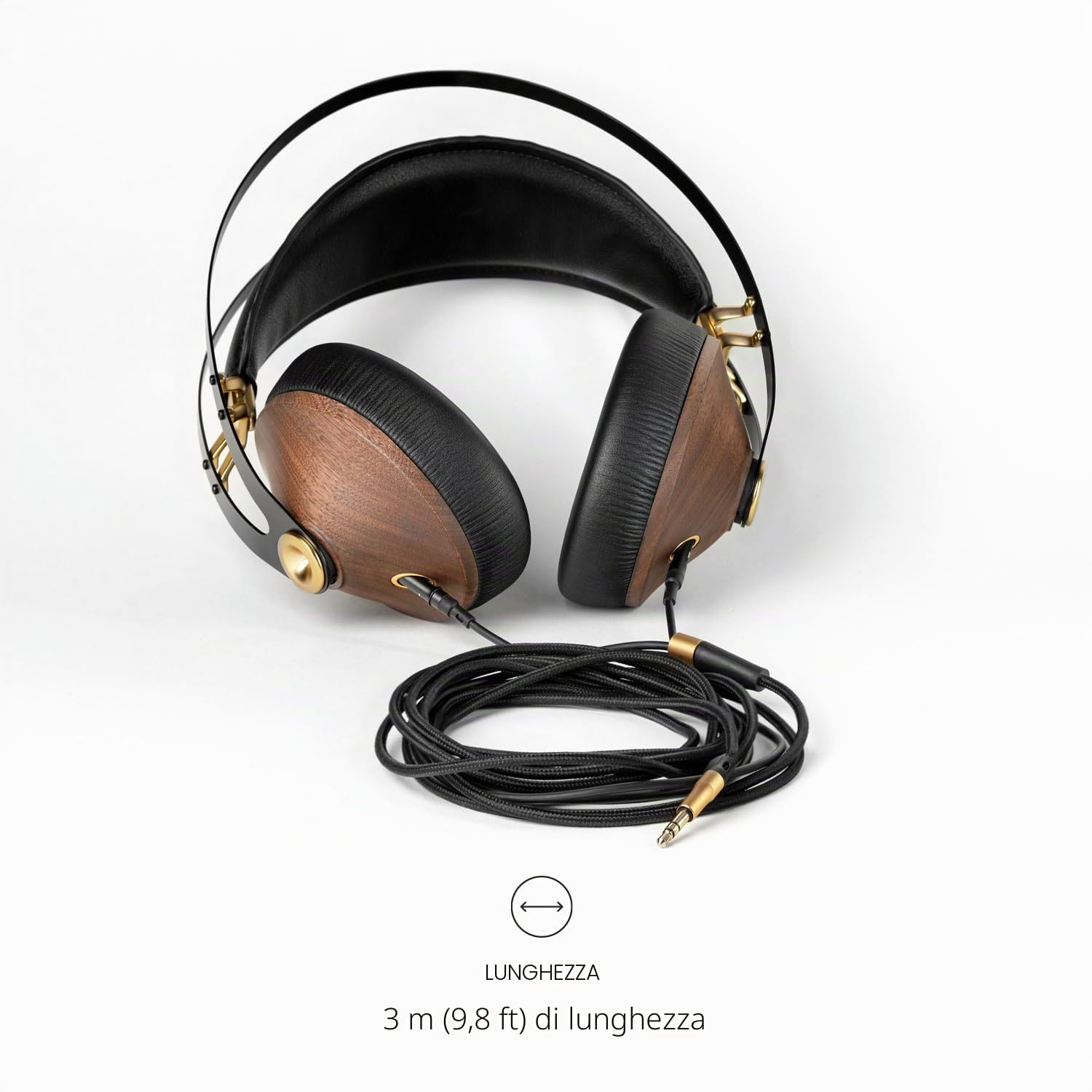 Câble asymétrique Meze audio 99 Classics mono 3,5 mm à 3,5 mm 3 m Noir et Or