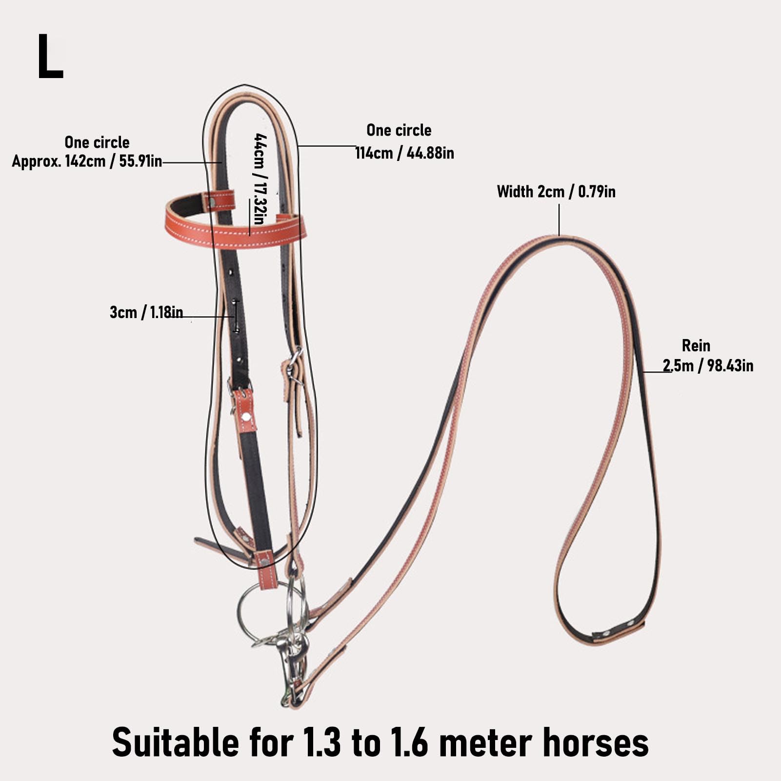 Cabezada de Caballo de Piel de Vaca con Rienda Fácil Mantenimiento Tamaño Ajustable para Montar Comodidad Prolongada 1 Unidad