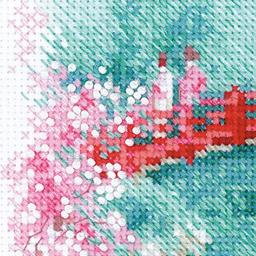 Image of RIOLIS - Sakura. Bridge 1745, Cross Stitch Kits 7,09 inch x 9,45 inch, Cross Stitch Kits for Beginners & Advanced, Crossstitching Kit Adult, Embroidery Counted Stitching Kit