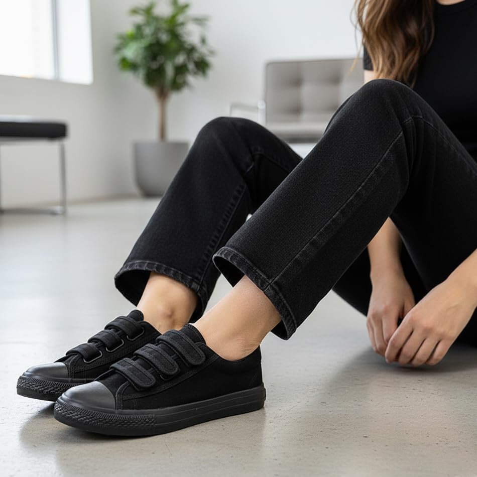 Image of Women's Canvas Running Walking Casual Hook and Loop Tape Sneakers Shoes