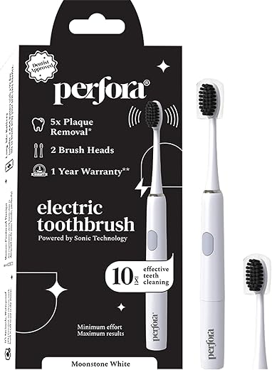 Perfora Electric Toothbrush, 2 Modes, AAA Powered, 2 Brush Heads, 90 Days Battery Life | 1 Year Warranty | Electric Brush, Electric Toothbrush For…