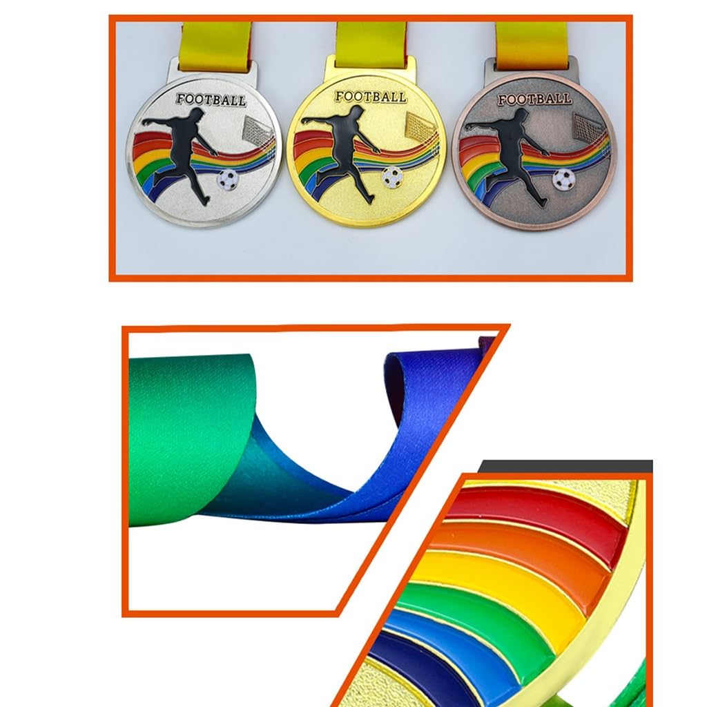 Juego De Medallas 12 Piezas, Medallas Fútbol, Medallas Colgantes Metal Medalla Oro Copa Campeonato con Cinta, Adecuado para Medallas Premios Torneos De Fútbol(Silver)
