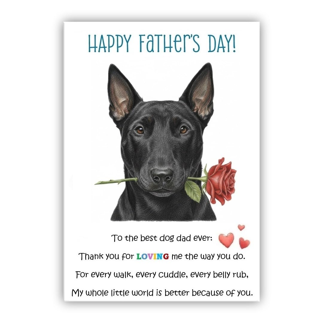 Father’s Day Card From the Dog - Multiple Breeds Available - Cute Fathers Day Pet Card - To The Best Dog Dad Ever (• Bull Terrier black)