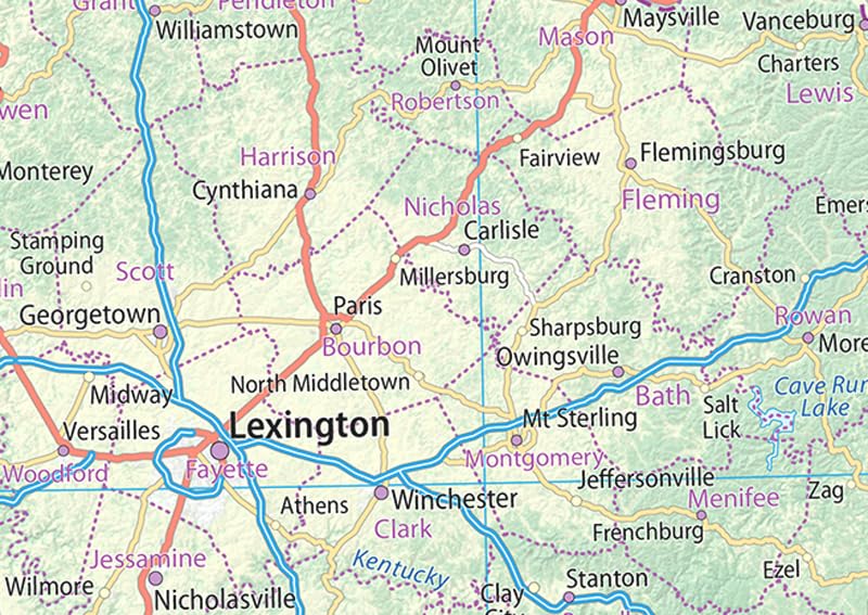 Kentucky State Physical Map - 23.3 x 13.3 Inches - Paper Laminated - Image 3