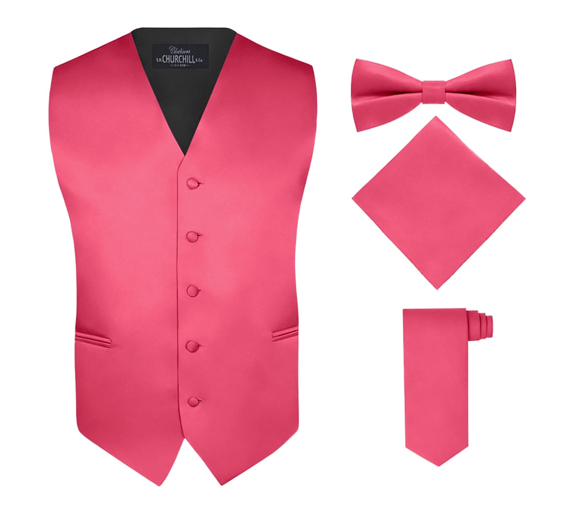 S.H. Churchill &amp; Co. Men's 4 Piece Vest Set, with Bow Tie, Neck Tie &amp; Pocket Hankie