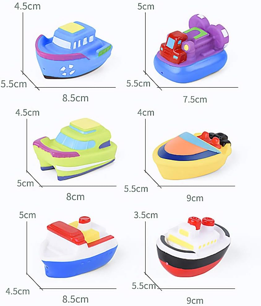 6 pcs/Set Cartoon Boat Train Bath Toys