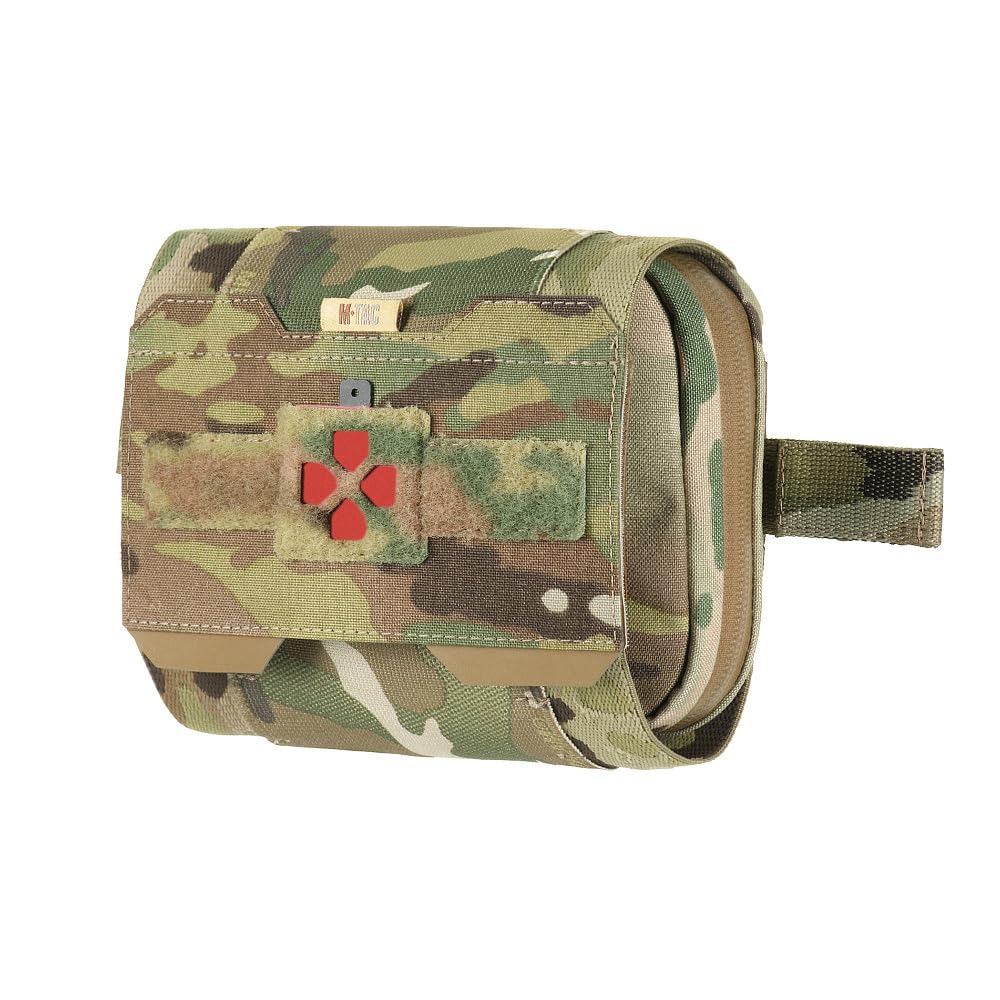 M-Tac Large Elite Horizontale Medizinische MOLLE-IFAK-Tasche – Cordura® 500D MIL-SPEC, Laser-Cut Basis, AquaGuard-YKK®-Reißverschlüsse, Abnehmbarer Erste-Hilfe-Organizer, Multicam