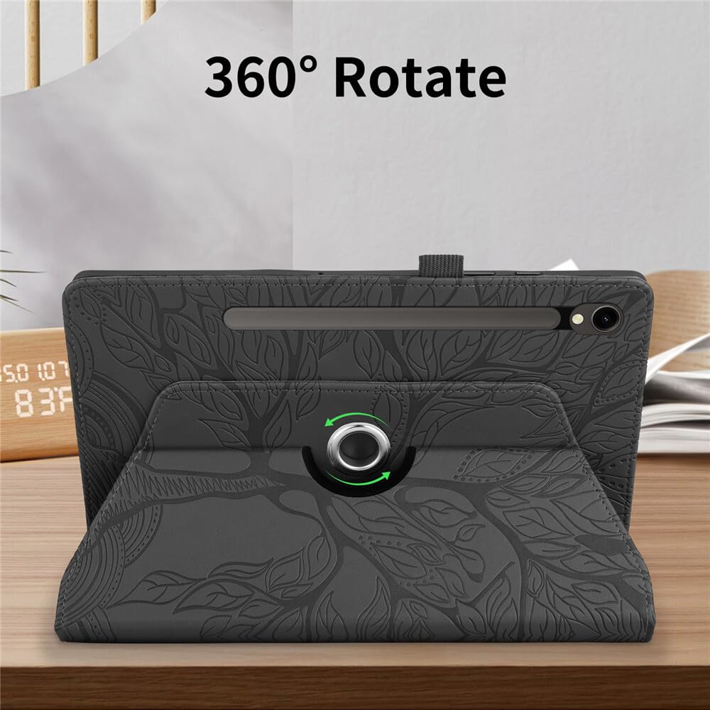 Generic etui kompatybilne z Samsung Galaxy Tab A9 8,7 SM X110 X115 X117 (kolor: czarny) obrotowa twarda skóra etui z klapką